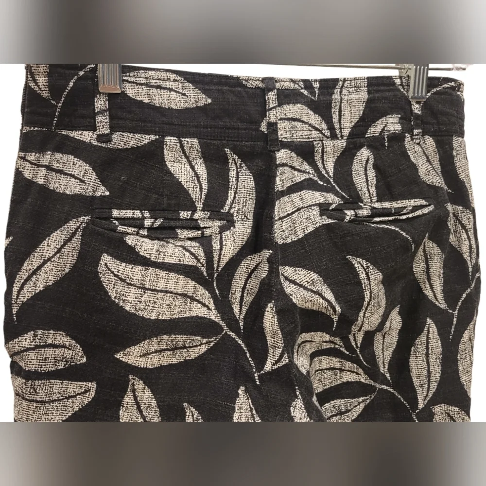 Anthropologie Cartonnier Charlie Trouser Women's Pants Size 2 Blk and White Leaf - Picture 7 of 8